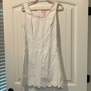 Lilly Pulitzer White Dress with Pink Trim and bow details